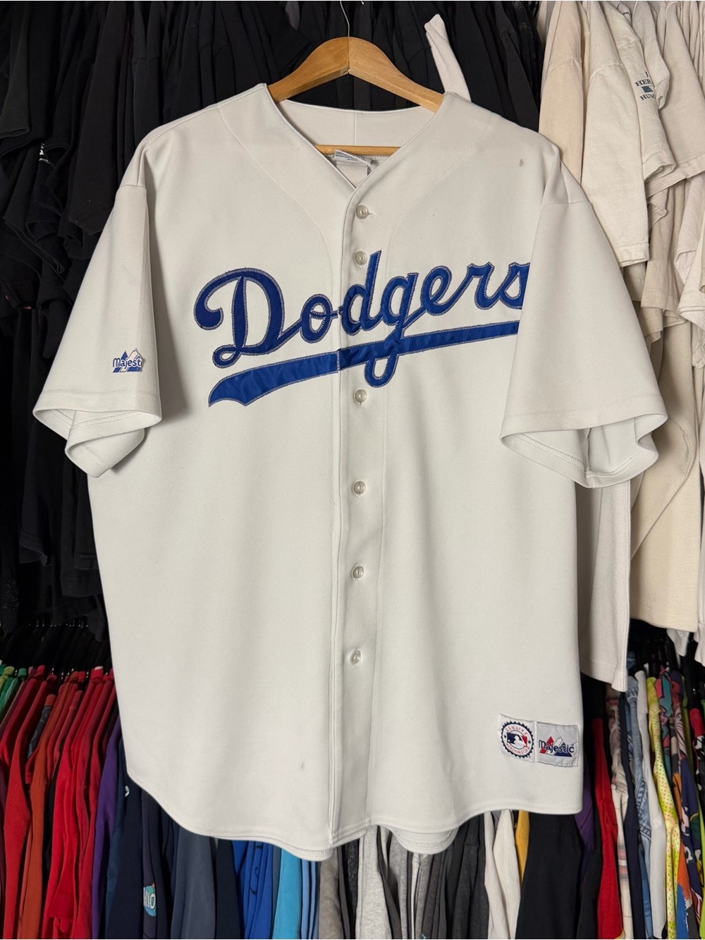 Vintage Majestic Los Angeles Dodgers Baseball Jersey Mens 2XL White LA MLB Sport